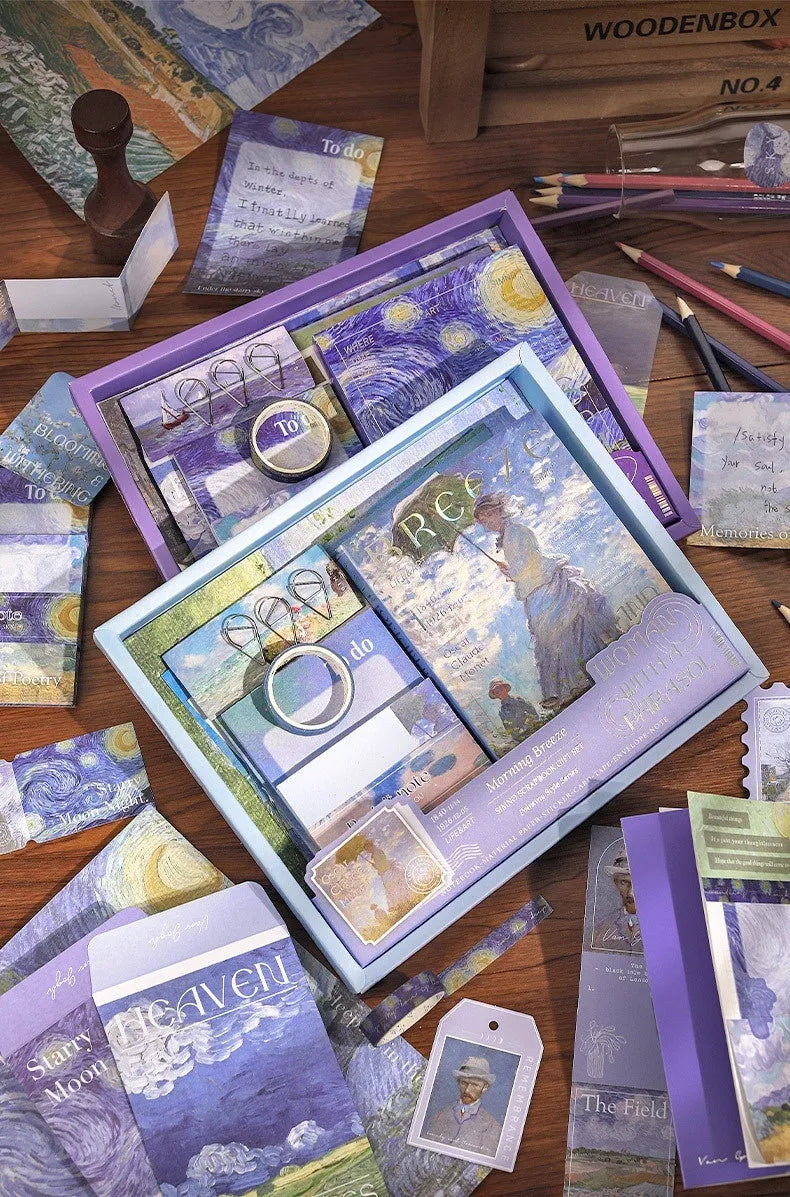 Creative journal gift box with A6 grid notebook, paper accessories and retro plaid artistic design