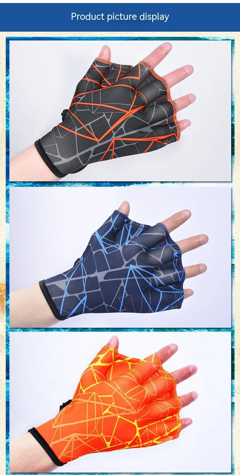 Duck feet webbed swimming gloves in multiple colour prints and sizes