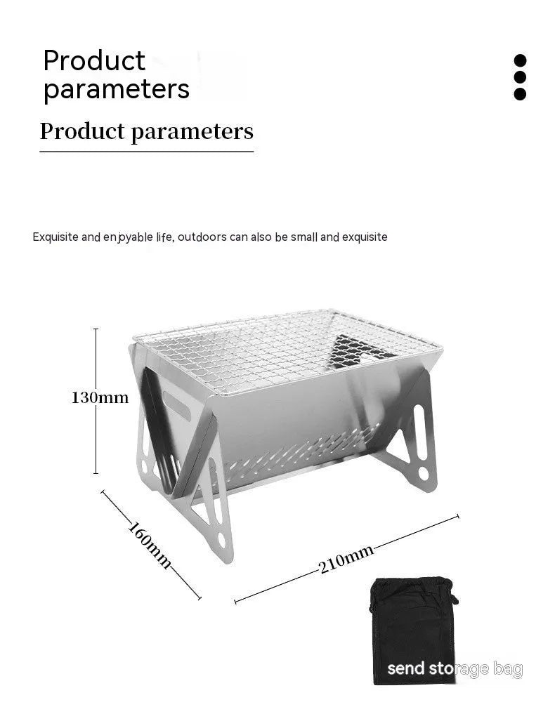 Large folding stainless steel outdoor barbecue oven with storage bag
