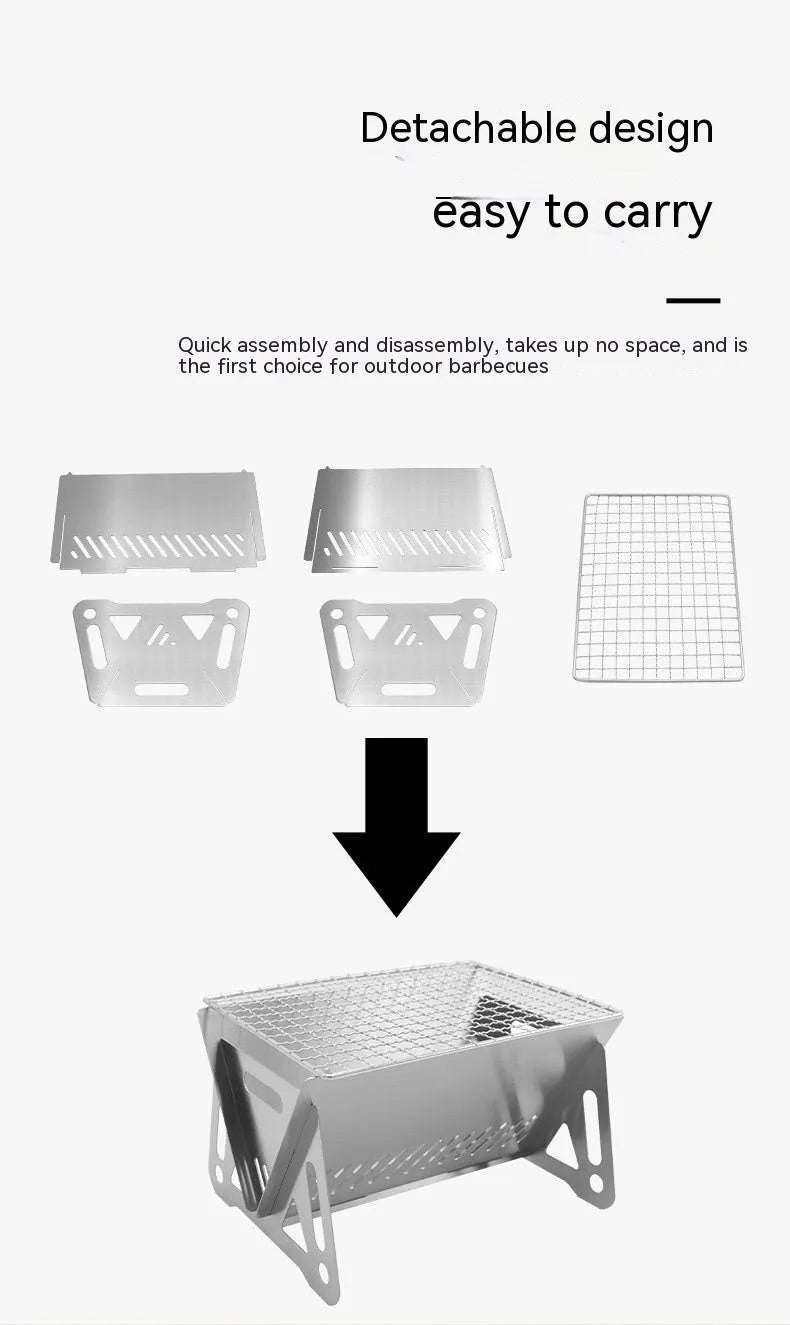 Large folding stainless steel outdoor barbecue oven with storage bag