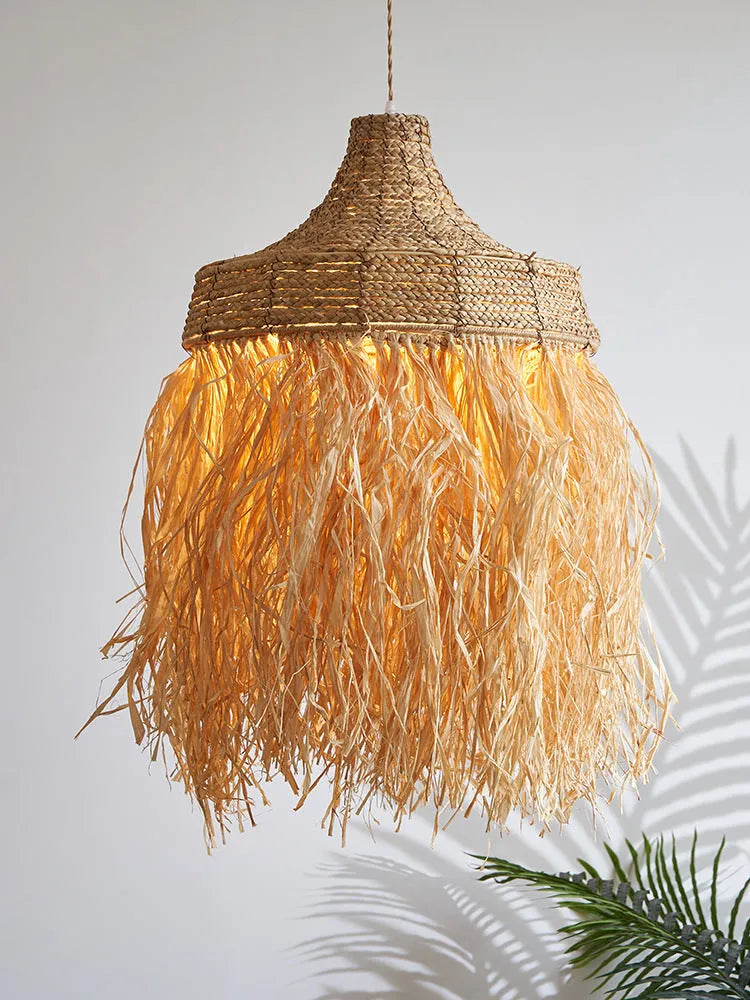 Southeast Asian style 50cm diameter chandelier made from woven wild vetch and willow