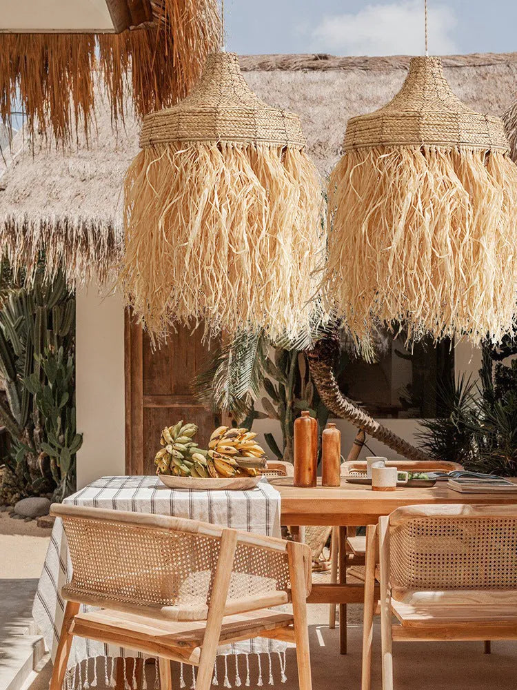 Southeast Asian style 50cm diameter chandelier made from woven wild vetch and willow