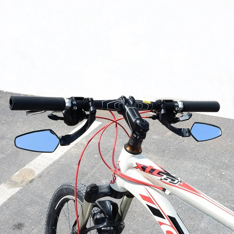 Black PMMA acrylic bicycle rearview mirror with rotatable mount for mountain bikes