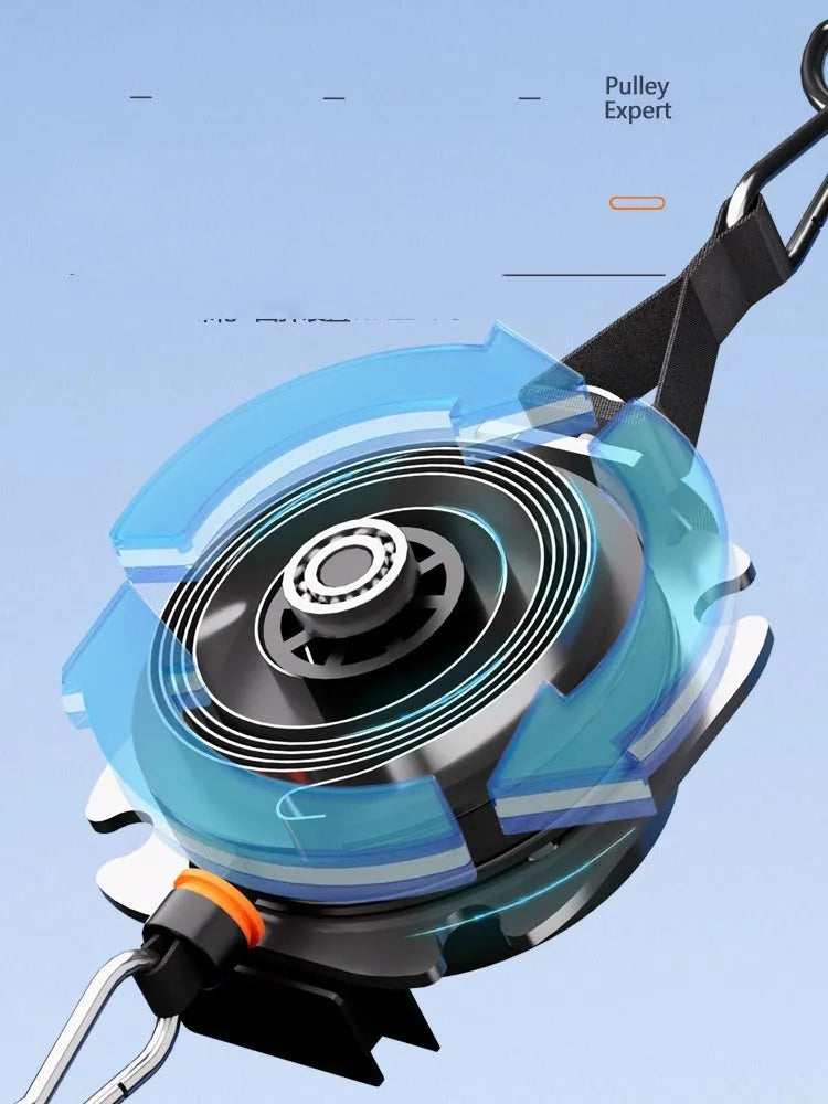 Multifunctional chest expander fitness equipment with adjustable resistance in blue and grey colour