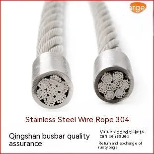 304 stainless steel nylon-coated security wire rope showing different diameter options for anti-theft protection