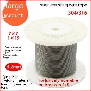 304 stainless steel nylon-coated security wire rope showing different diameter options for anti-theft protection