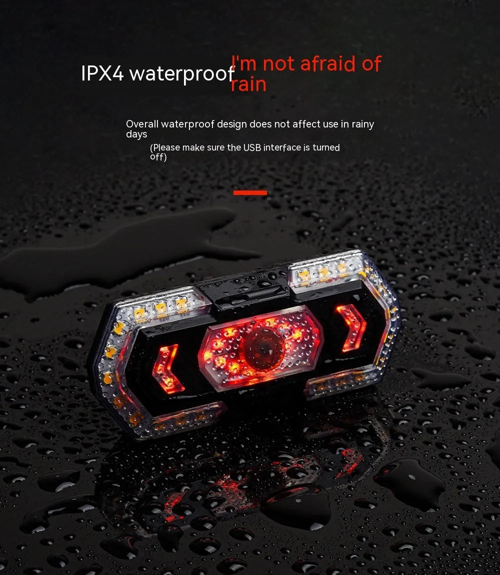 Black waterproof motorcycle LED taillight with wireless remote control and USB charging port