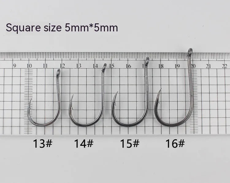Barbed fishing hooks with crooked mouth, bulk pack for sea fishing, alloy carbon steel material.