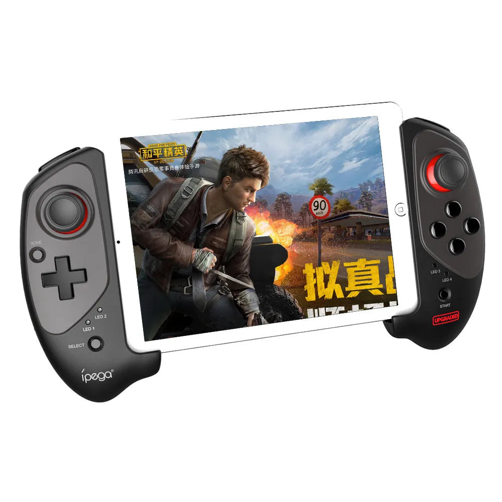 Red telescopic gamepad controller with USB cable for Android, iOS, and PC gaming