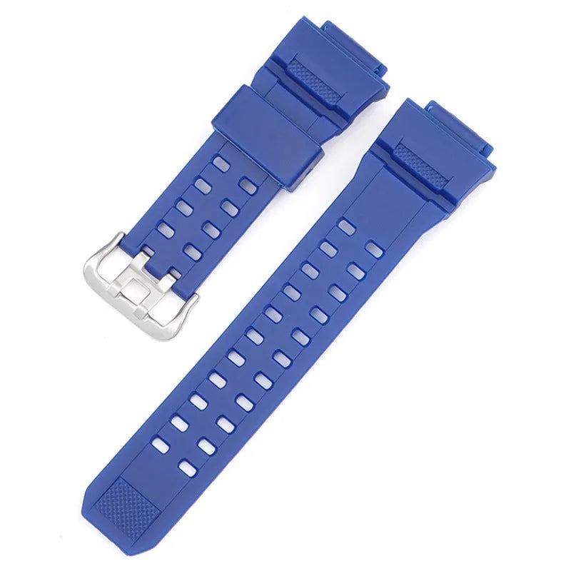 Camouflage pattern TPU rubber watch strap with a silver buckle.