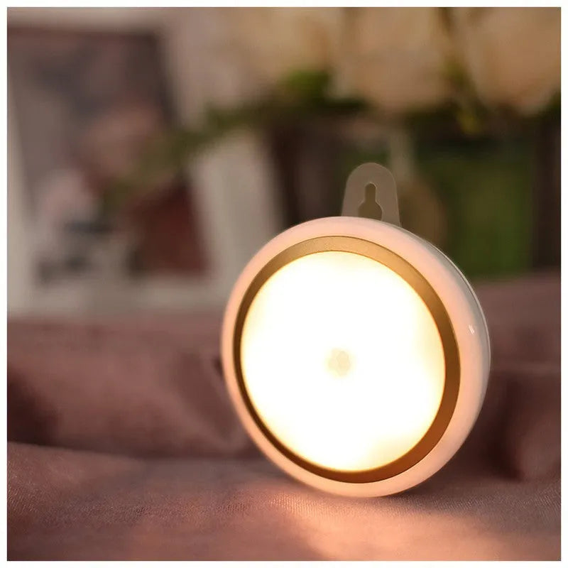 Round 80mm white motion sensor LED light for wardrobe and hallway installation