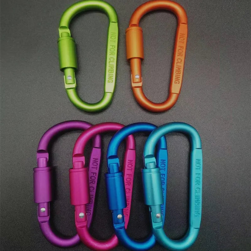 Aluminium D-shaped climbing carabiner with twist lock gate in a selection of colours