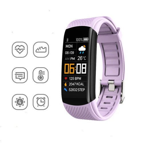 Black TPU sports pedometer bracelet with 0.96-inch touch screen on wrist