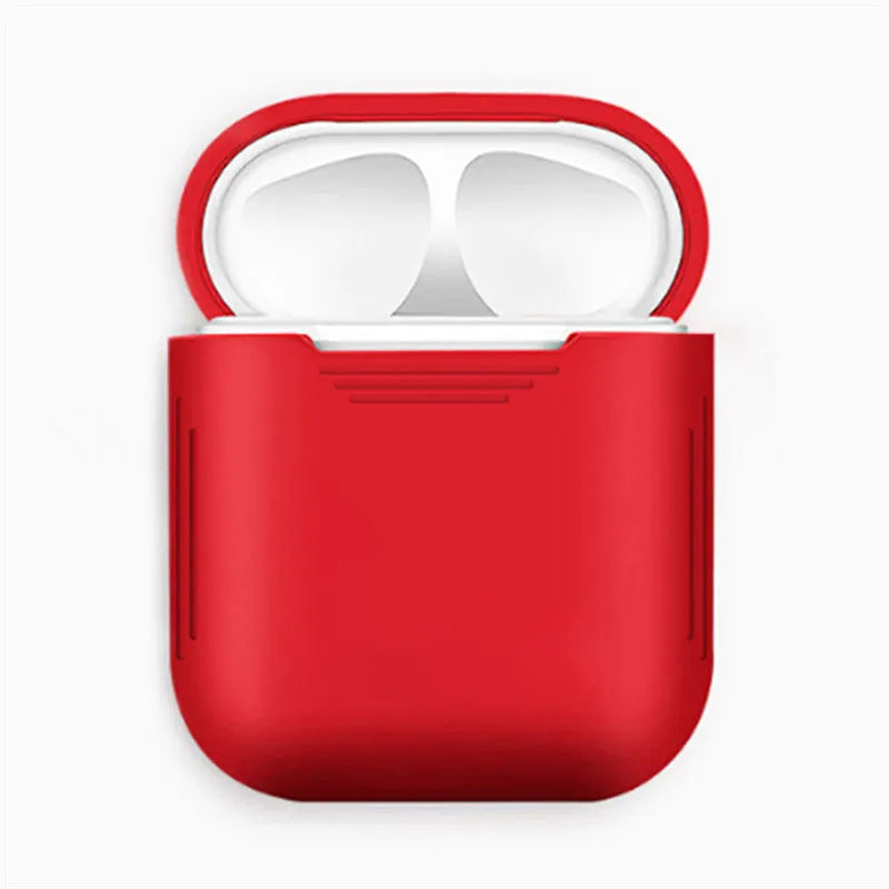 AirPods silicone protective case with anti-loss rope attached and shockproof earmuffs.