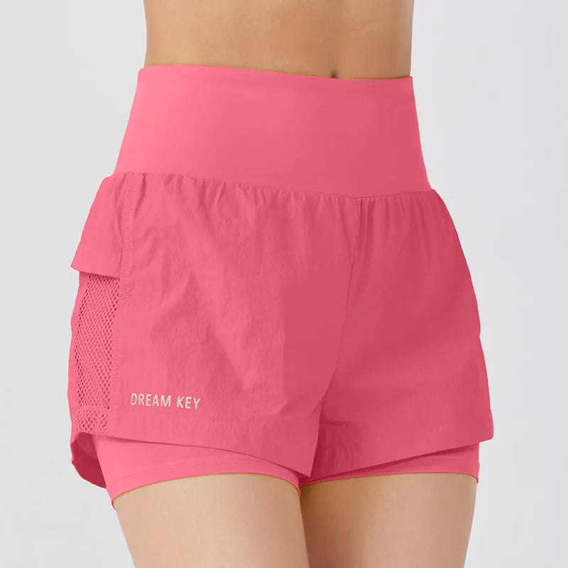 Women's cotton blend fitness shorts in loose casual style with quick-drying fabric