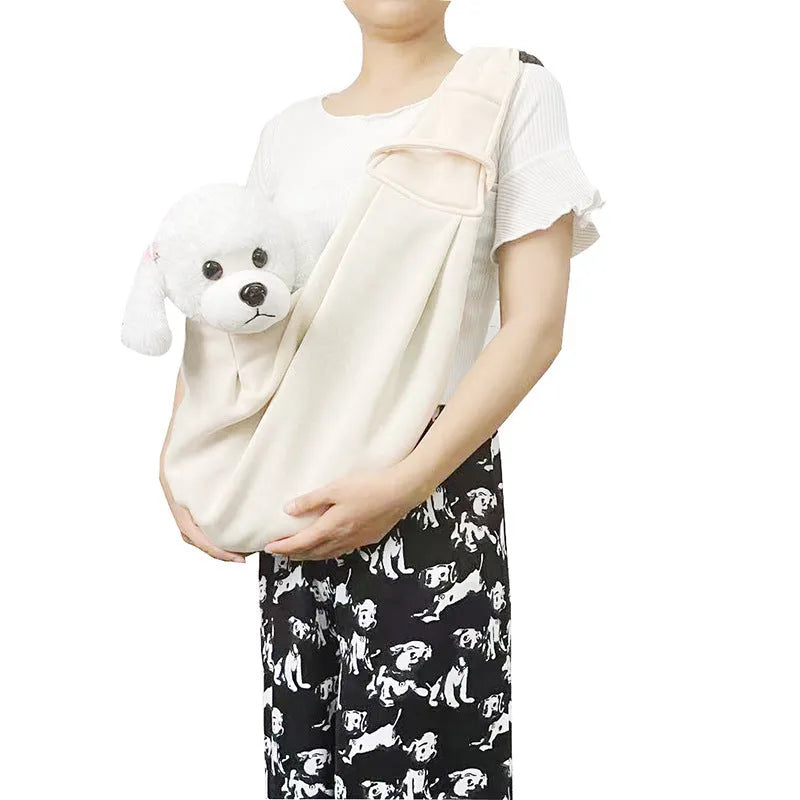 Adjustable shoulder strap pet bag in soft polyester fabric available in multiple colours