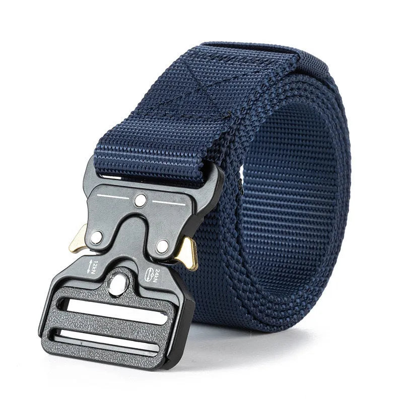 Men's thick canvas tactical belt with alloy release buckle in various colours