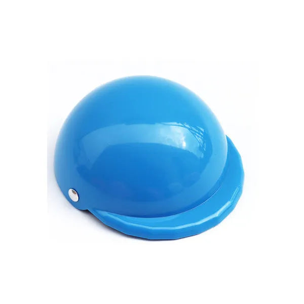 A pink plastic dog helmet cap showing its rigid shape and solid colour, sized for a small dog.