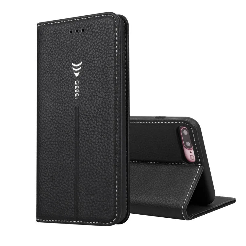 iPhone wallet phone case with PU leather construction showing card storage compartment