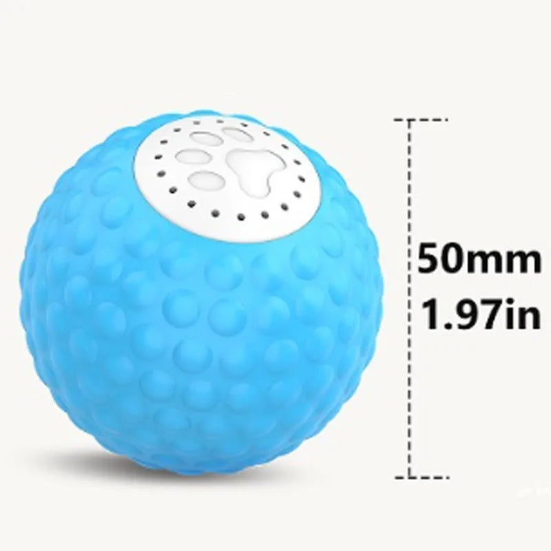 Remote control interactive cat toy ball with multiple colour options including blue, green, and yellow