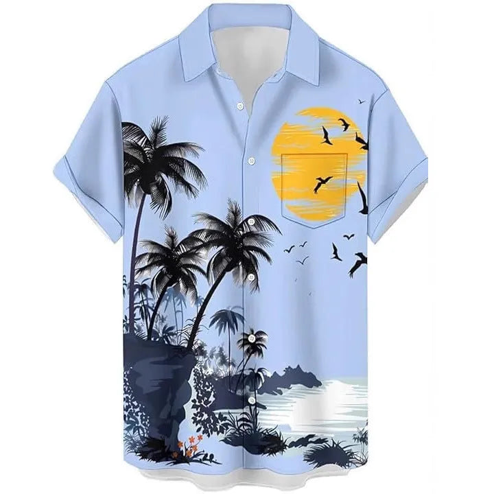 Men's camouflage pattern casual shirt in slim fit with short sleeves