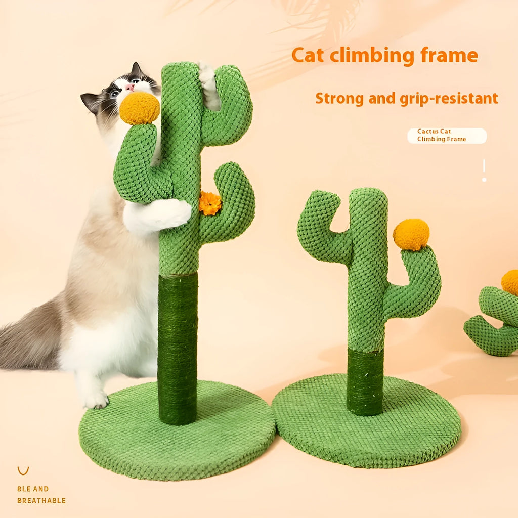 Cactus or coconut tree design cat scratching board climbing pole with cotton thread sisal rope surface