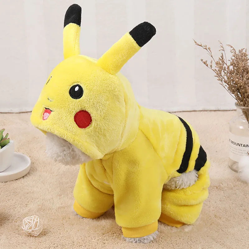 Fleece cat hoodie costume in cartoon style for small dogs and cats in autumn winter