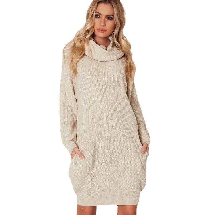 Women's loose lapel pullover sweater with side pockets in imitation cashmere fabric