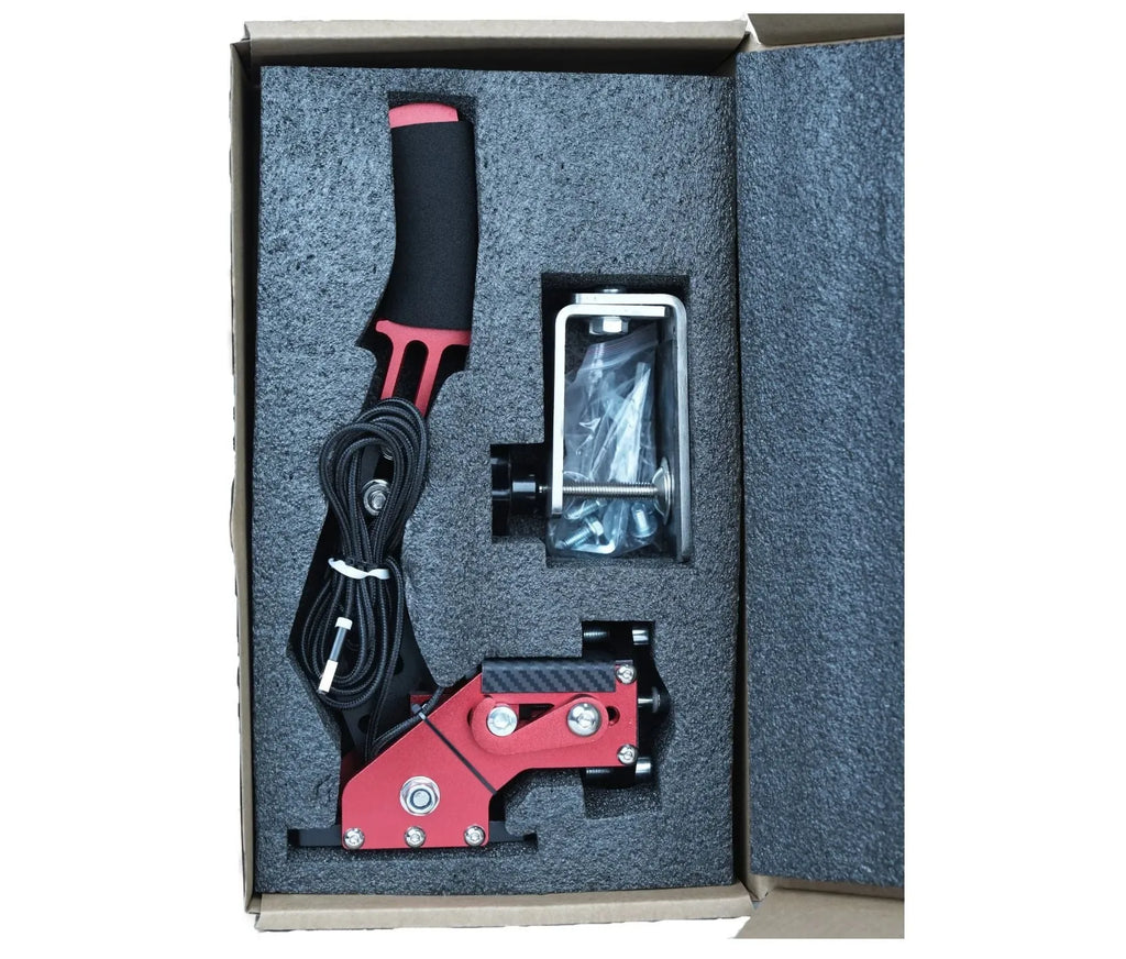 USB racing simulator handbrake with mounting clamp for Logitech and Thrustmaster wheels