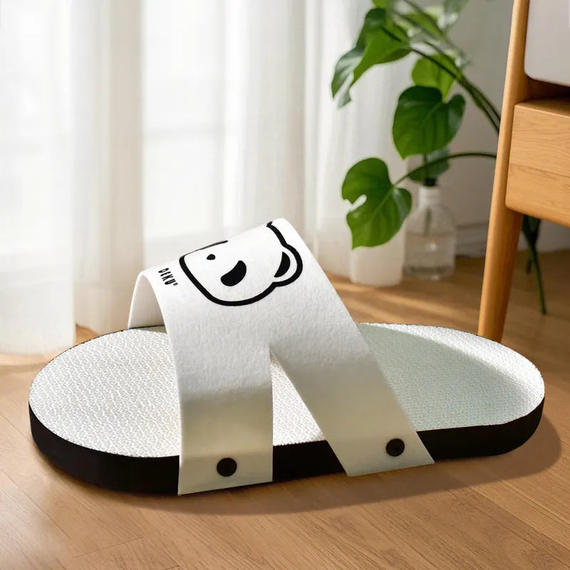 White corrugated paper cat scratch board in slipper style design