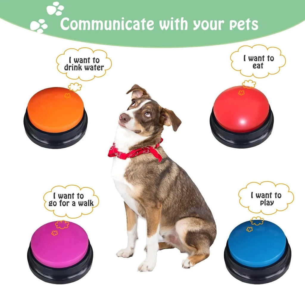 Circular voice recording button for dog training in multiple colour options