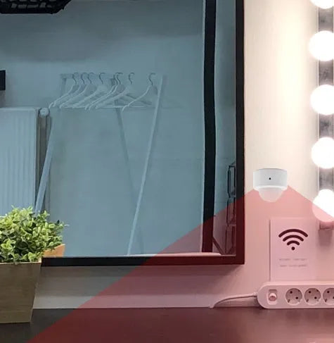White wireless infrared body sensor with compact dimensions for home automation
