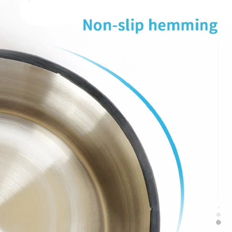 Stainless steel pet bowl with colourful melamine exterior and non-slip rubber base ring