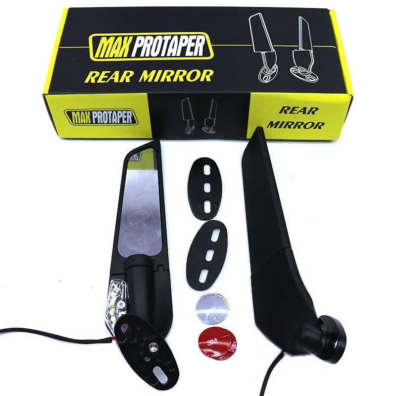 Yellow motorcycle rearview mirror reflector with aluminium alloy die-cast housing and convex lens