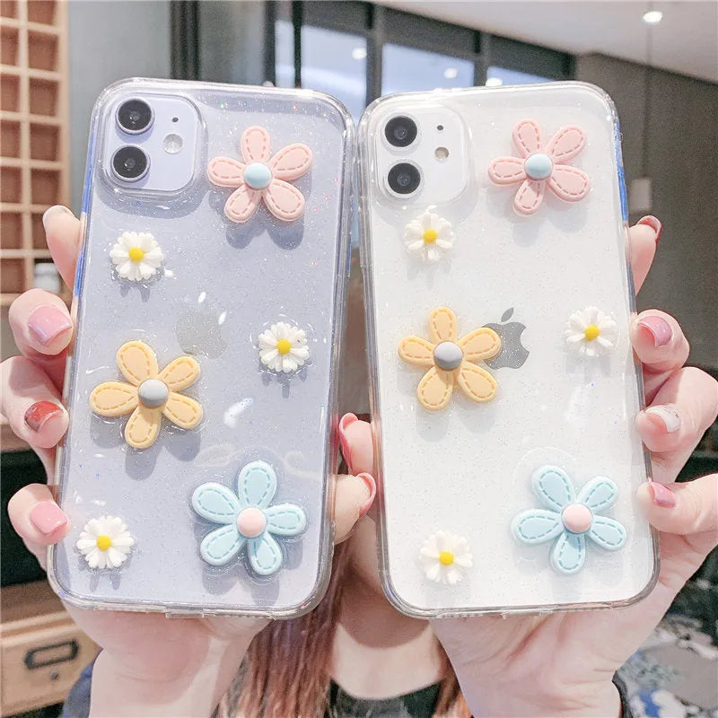 Girl heart design floral soft rubber iPhone case for multiple iPhone models
