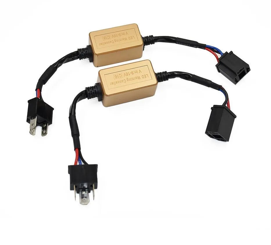 Black alloy Canbus decoder adapter for H1 H7 H11 H13 H4 LED car headlights.