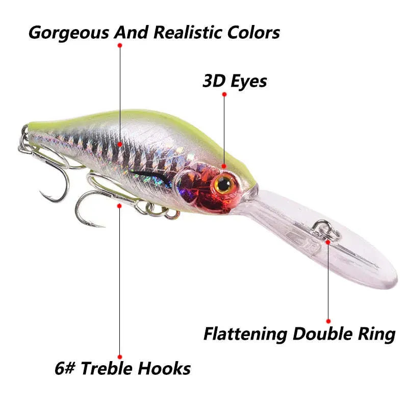 10.5cm Little Fat Man fishing lure with floating rock and long tongue board design in multiple colours