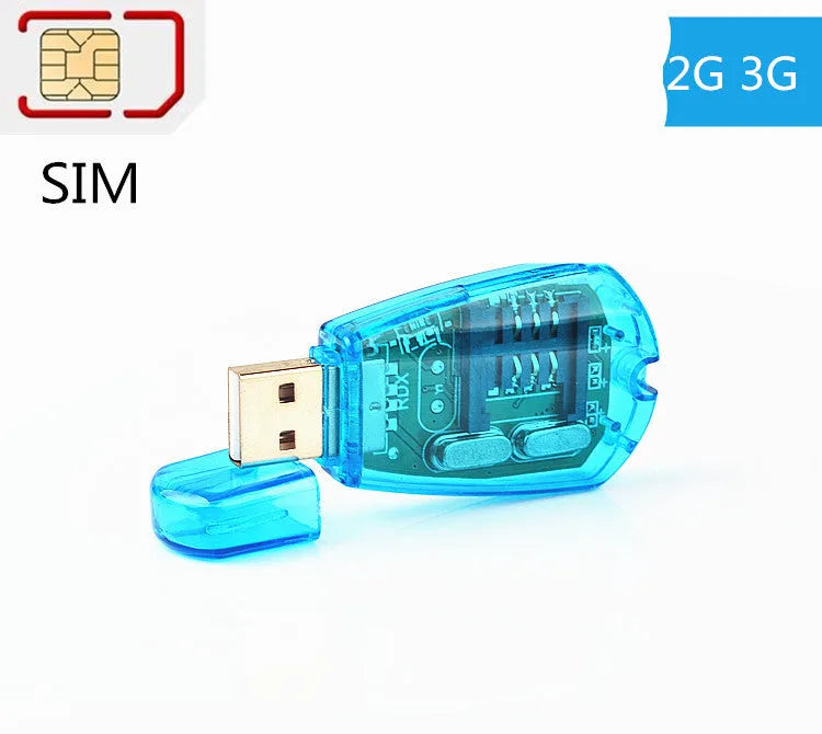 Blue USB mobile phone SIM card reader for computer data management