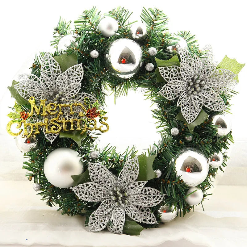 30cm multicoloured plastic Christmas wreath decoration for doors and festive displays
