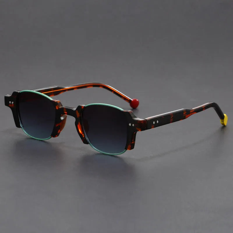 Square frame sunglasses with PC frame and AC lenses, shown in one of six colours for sun protection and fashion wear