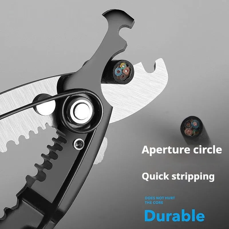 Fully automatic wire stripping pliers tool with high carbon steel blade for electrical cable preparation