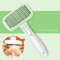 Automatic pet hair removal comb in blue, showing handheld design with comb head.
