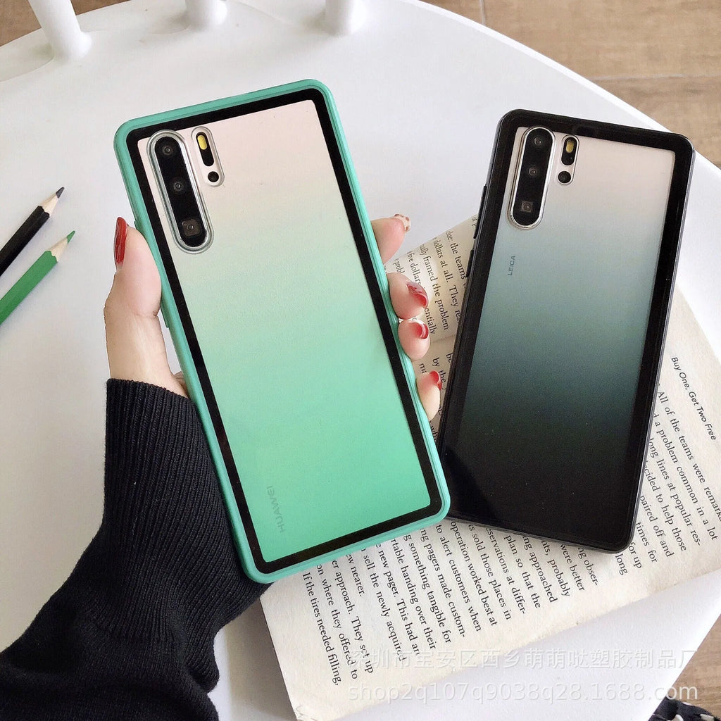 Huawei smartphone case with rainbow design on TPU+PC back cover in multiple colour options