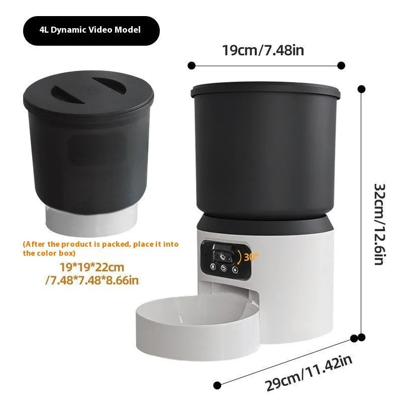 4 litre smart pet feeder with automatic timing and remote monitoring options for cats and dogs
