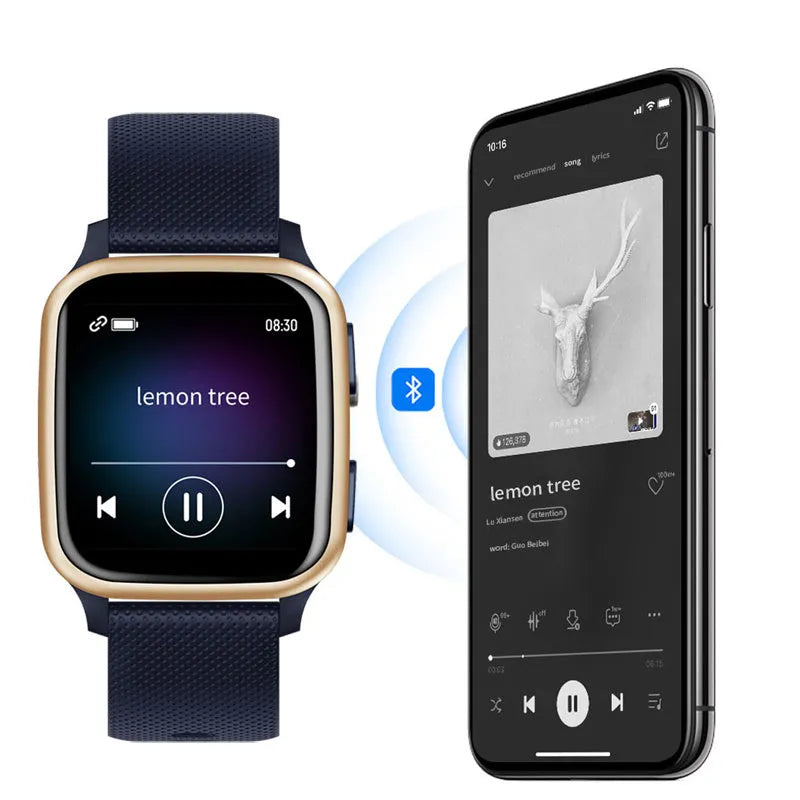 Aluminium alloy smart bracelet for Bluetooth calls, heart rate monitoring, and fitness tracking.