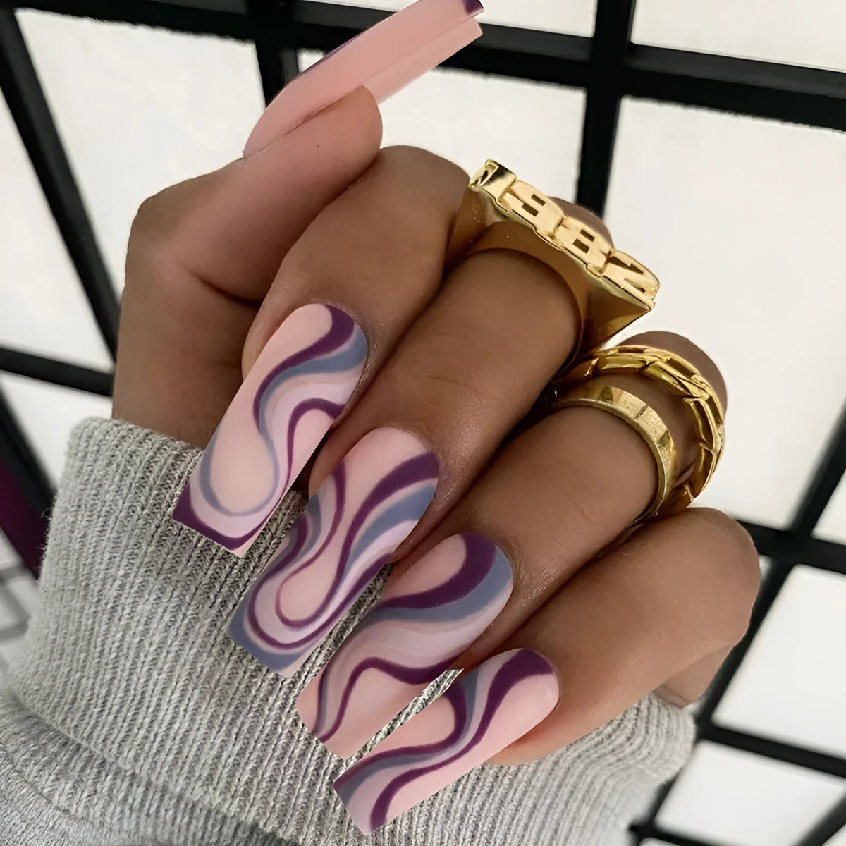 Ballet wave line detachable nail stickers with jelly glue tubes in decorative packaging