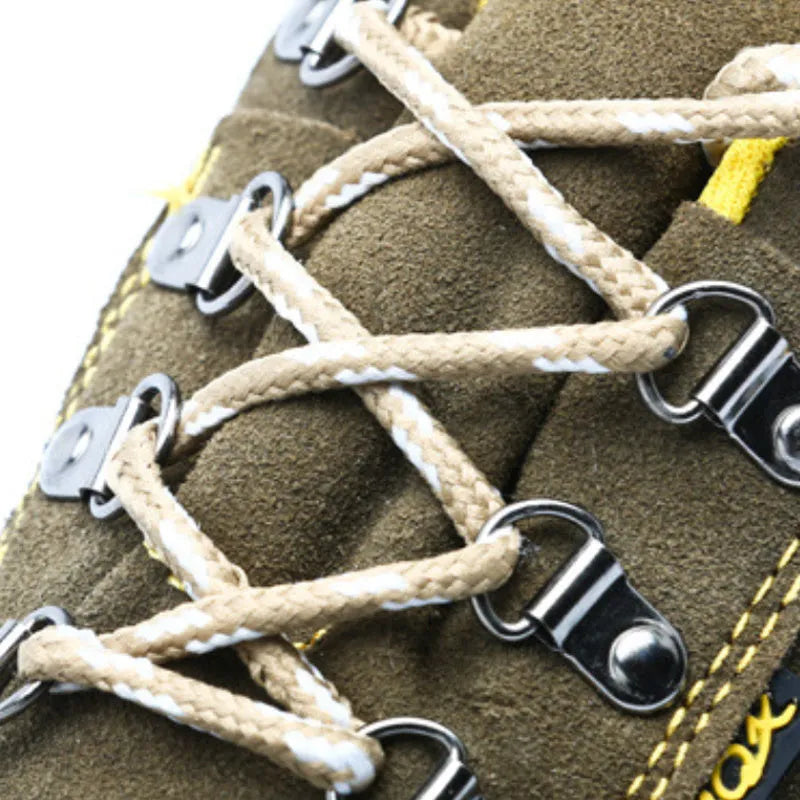 Bronze men's steel toe safety shoes with cow suede upper and patterned non-slip soles