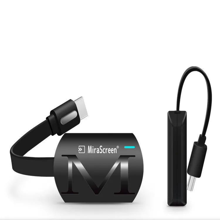 Black HDMI dongle for wireless smartphone to TV screen mirroring with 1080p output