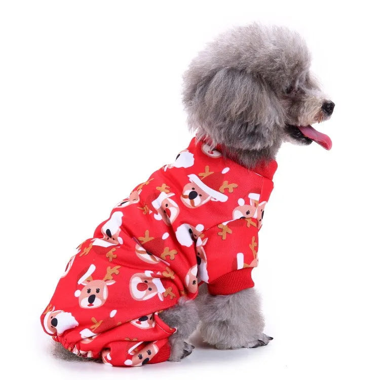 Polyester dog Christmas clothes in sizes S to XL, bust 25–40cm and height 24–40cm, Europe and America style