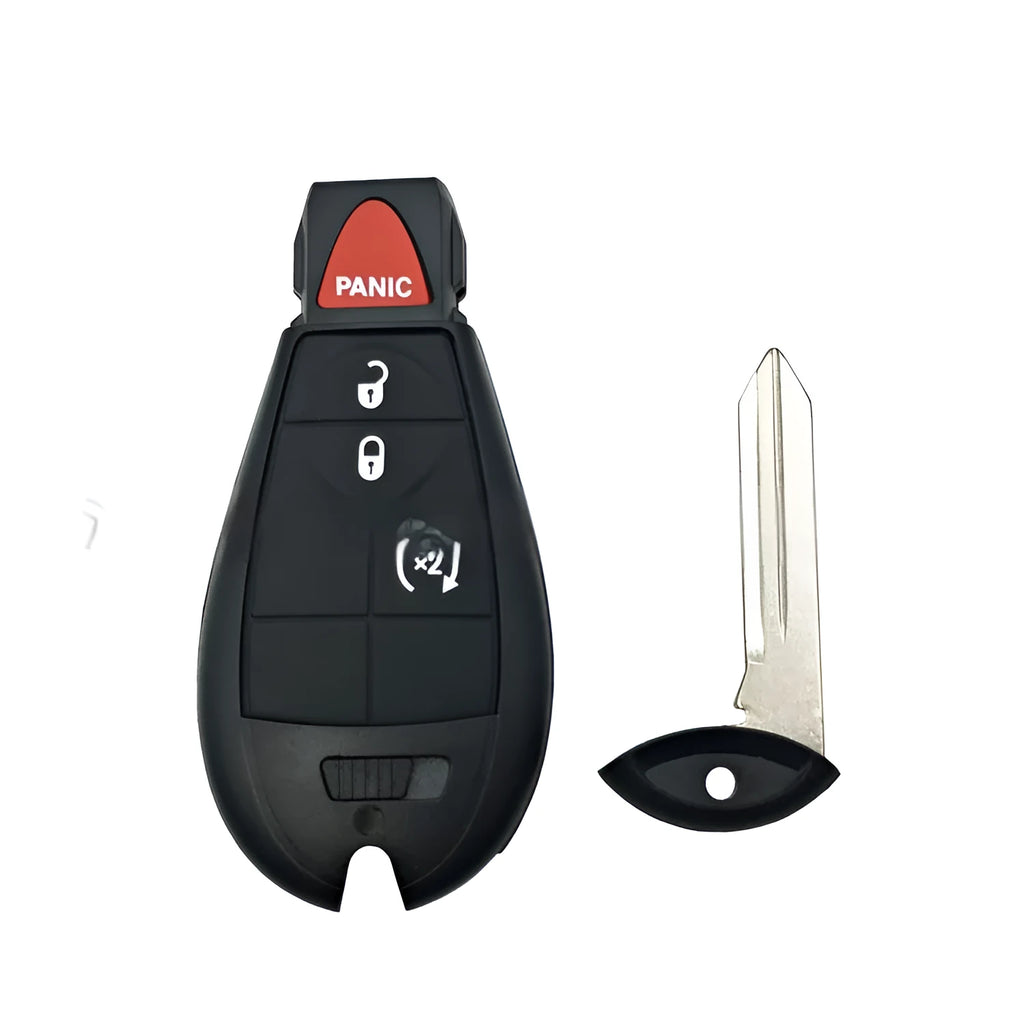 Dodge Chrysler smart key replacement shell in ABS brass and nylon, dimensions 85mm by 42mm by 15mm.